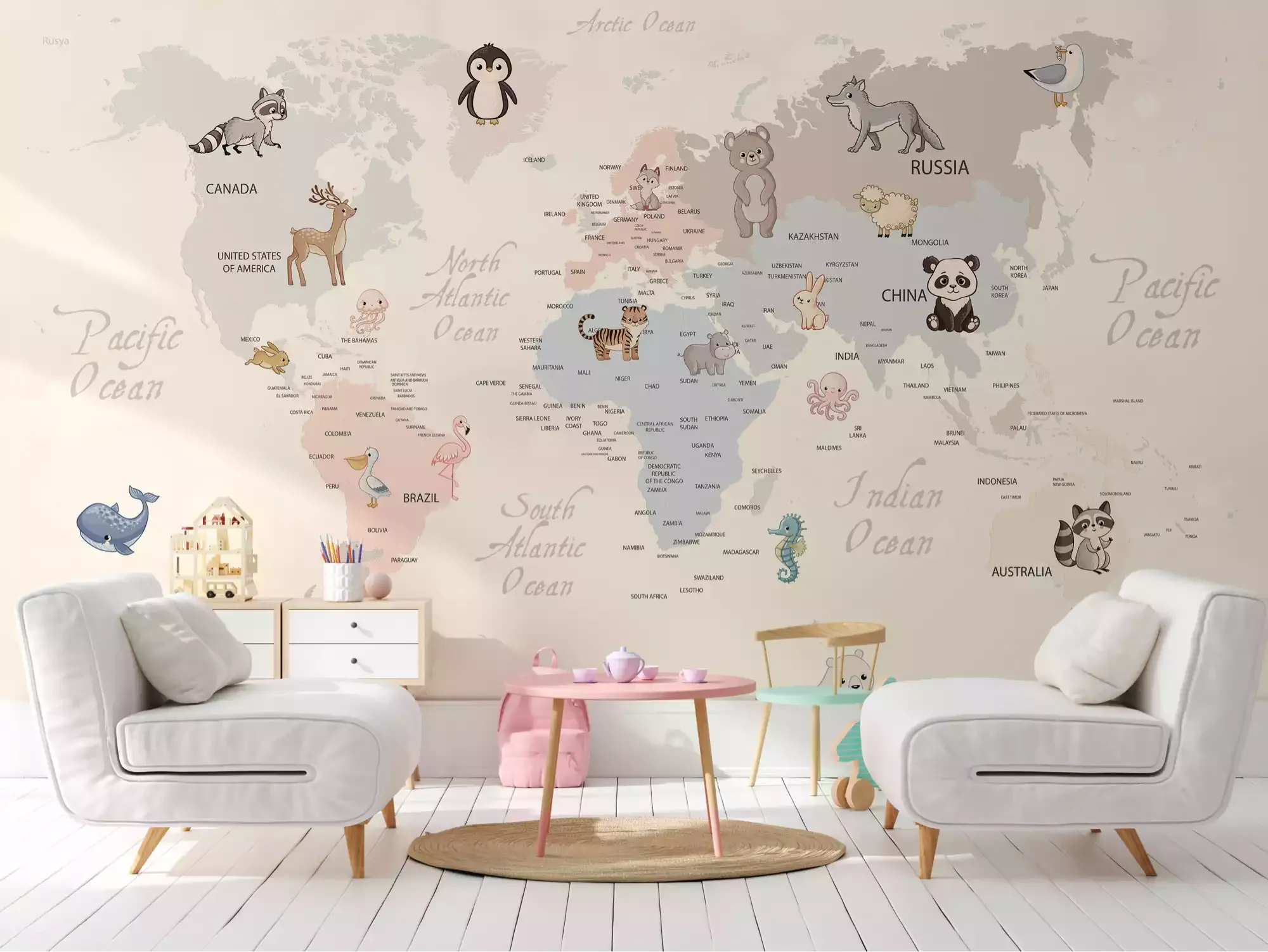 Pastel Animal Map